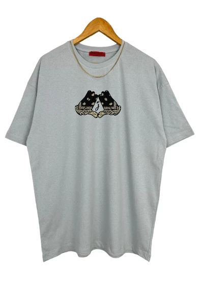 Erkek El Detay Baskılı Oversize Tshirt - 2