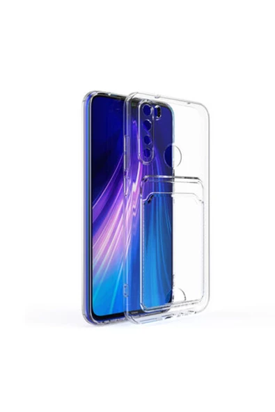 TechnoGuru Redmi Note 8 Kılıf Kartlıklı Şeffaf Setra Clear Esnek Silikon Kapak