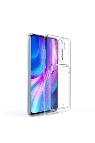 TechnoGuru Redmi Note 8 Pro Kılıf Kartlıklı Şeffaf Setra Clear Esnek Silikon Kapak