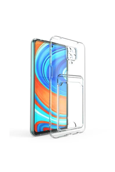 TechnoGuru Redmi Note 9S Kılıf Kartlıklı Şeffaf Setra Clear Esnek Silikon Kapak