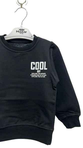 uğurböceğiçocuk Cool Boy Yazılı Maskot Erkek Sweat 1474 - 11