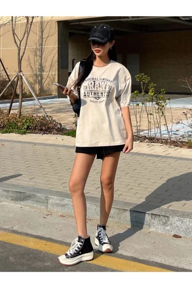 Unisex Raw Baskılı Oversize T-shirt - 8