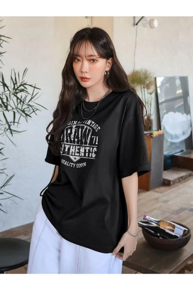 Unisex Raw Baskılı Oversize T-shirt - 3