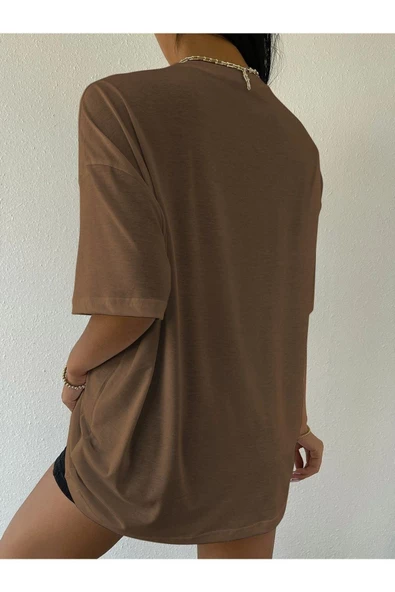 Unisex Over Think Baskılı Oversize T-shirt - 11
