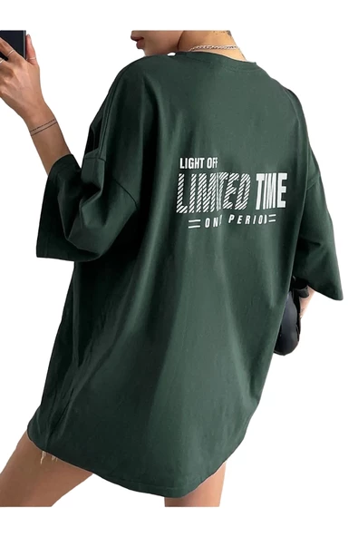 Unisex Limited Time Baskılı Oversize T-shirt - 3