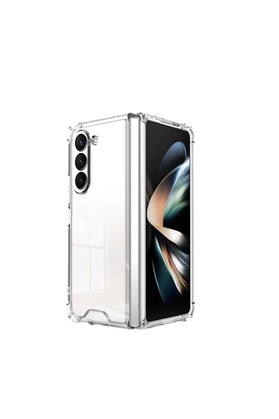 TechnoGuru Samsung Galaxy Z Fold 5 Köşe Korumalı Şeffaf Jelly Premium Silikon Kılıf