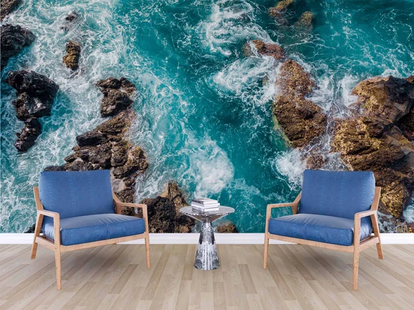 Deniz Kayalık Manzaralı Duvar Kağıdı Baskı - Resim 6