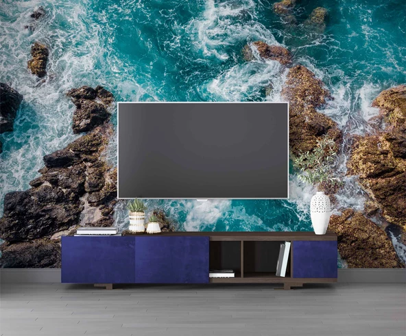 Deniz Kayalık Manzaralı Duvar Kağıdı Baskı - Resim 3