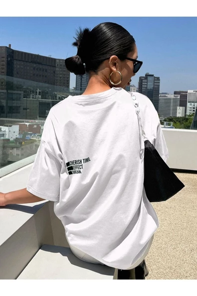 Unisex Effect Baskılı Oversize T-shirt - 12