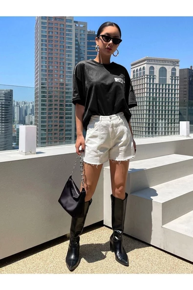 Unisex Effect Baskılı Oversize T-shirt - 6