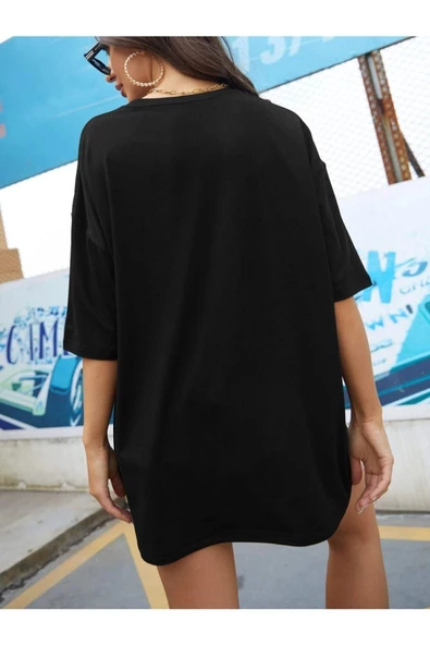 Unisex Düz Renk Oversize T-shirt - 7
