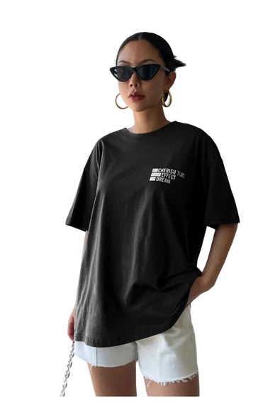 Unisex Effect Baskılı Oversize T-shirt - 3