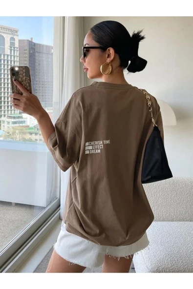 Unisex Effect Baskılı Oversize T-shirt - 10