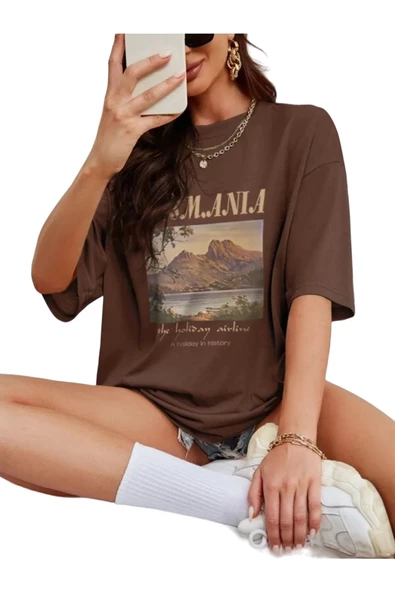 Unisex Casmania Baskılı Oversize T-shirt - 2