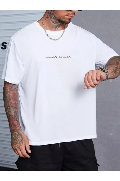 Unisex Dreamer Baskılı Oversize T-shirt - 9