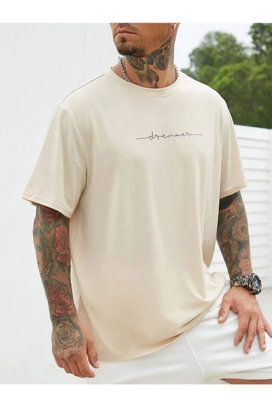 Unisex Dreamer Baskılı Oversize T-shirt - 12