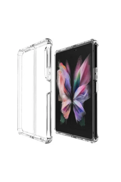 TechnoGuru Samsung Galaxy Z Fold 3 Köşe Korumalı Şeffaf Jelly Premium Silikon Kılıf