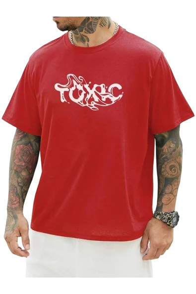Unisex Toxic Baskılı Oversize T-shirt - 2
