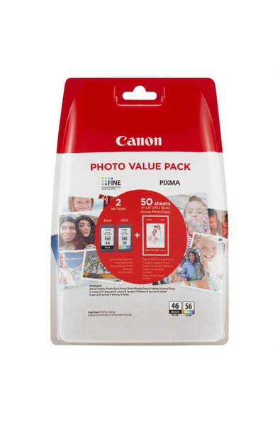 Canon 9059B003 PG-46 CL-56 2'li Kartuş + Fotoğraf Kağıdı