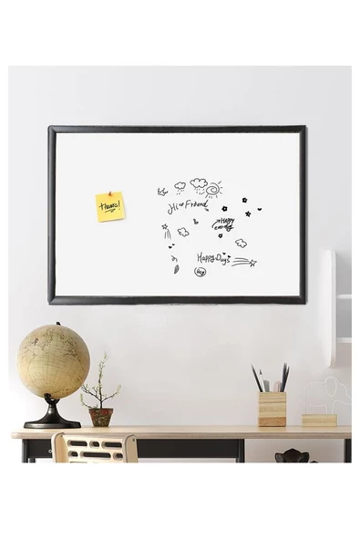 Duvara Monte Beyaz Yazı Tahtası 45x60 cm MDF 1 Adet Laminant Yazı Tahtası Mdf Çerçeveli Askılı Okul Ofis Büro - 4