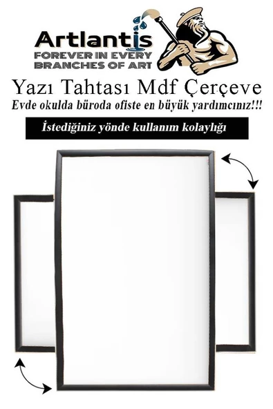 Duvara Monte Beyaz Yazı Tahtası 45x60 cm MDF 1 Adet Laminant Yazı Tahtası Mdf Çerçeveli Askılı Okul Ofis Büro - 2