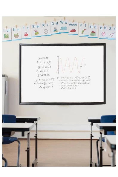 Duvara Monte Beyaz Yazı Tahtası 60x90 cm MDF 1 Adet Laminant Yazı Tahtası Mdf Çerçeveli Askılı Okul Ofis Büro - 3