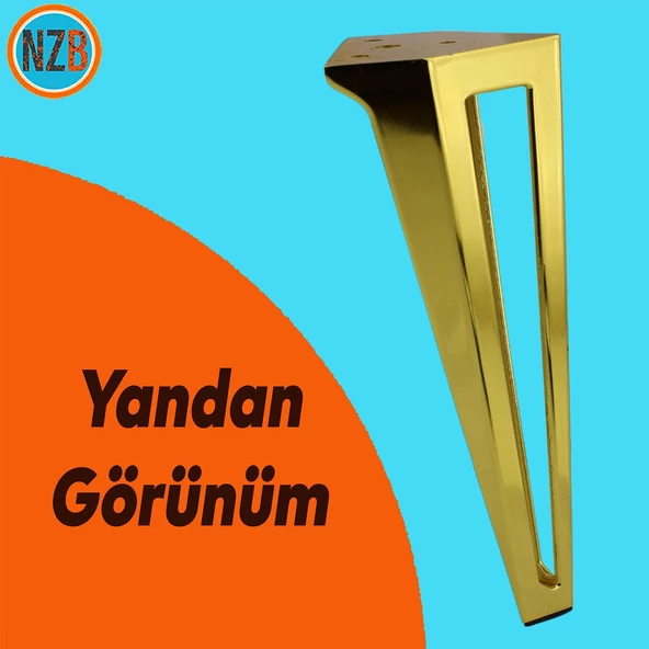 Mobilya Koltuk Baza Sehpa Kanepe Masa Ayağı Metal Ayak 20 Cm Altın - Resim 3