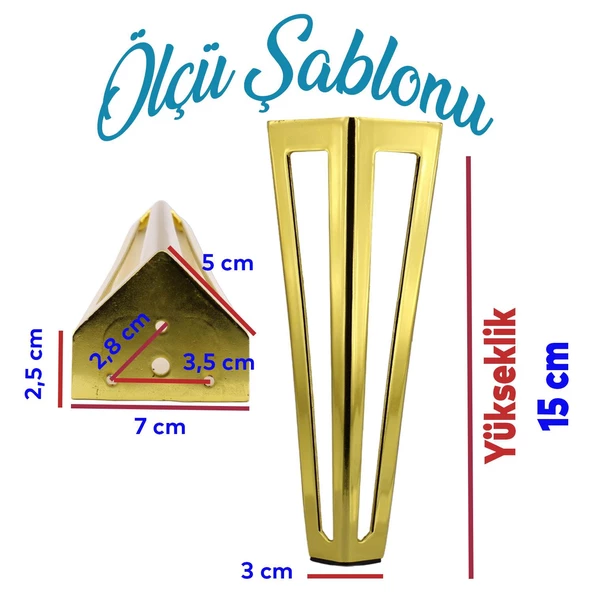 Mobilya Koltuk Baza Sehpa Kanepe Masa Ayağı Metal Ayak 20 Cm Altın - Resim 2