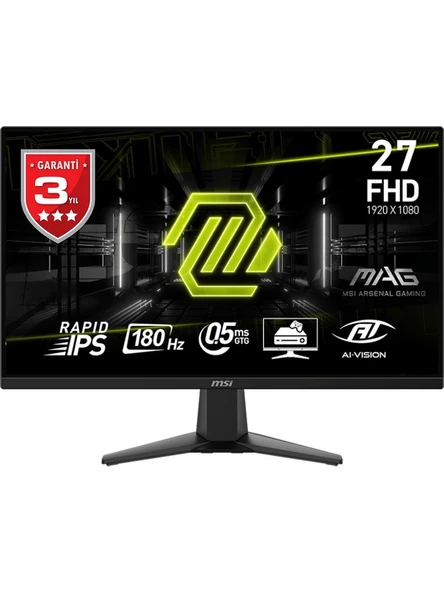 Msı 27 Mag 275F 1920X1080 (Fhd) 16:9 Flat Rapıd Ips 180Hz 0.5Ms(Gtg) Adaptıve-Sync Gamıng Monıtor
