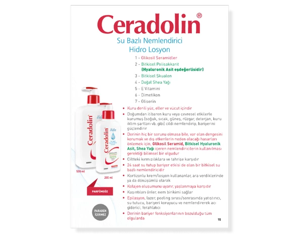 DERMADOLİN CERADOLİN HİDRO SU BAZLI NEMLENDİRİCİ LOSYON 500 ML - 2