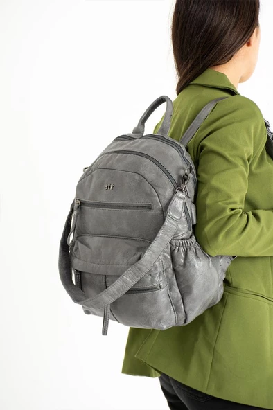 Y.S.Deri Kadın Sırt Çantası Fonksiyonel Kullanım Omuz Çapraz Askılı Bayan Sırt Çantası  35*25 Cm - 6