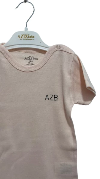 uğurböceğiçocuk Aziz Bebe AZB Yazı Baskılı Yarım Kol Bebek Zıbın Body 1943 - 12