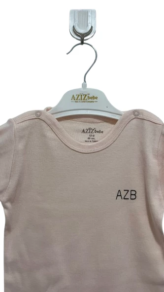 uğurböceğiçocuk Aziz Bebe AZB Yazı Baskılı Yarım Kol Bebek Zıbın Body 1943 - 11
