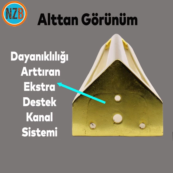 Mobilya Koltuk Baza Puf Sehpa Tv Ünite Masa Ayağı Ayakları Metal Ayakları 14 Cm Altın - Resim 4