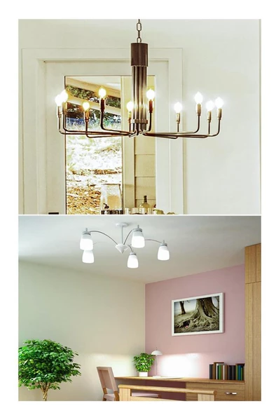 Panasonic 6,5W (50W) Led Mum Ampul Gün Işığı 4000K - E14 3 Adet Avize Lambası - 3
