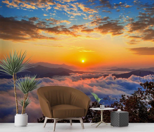 Bulut Gündoğumu Manzaralı Duvar Kağıdı Baskı - Resim 6