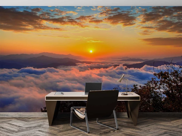 Bulut Gündoğumu Manzaralı Duvar Kağıdı Baskı - Resim 4