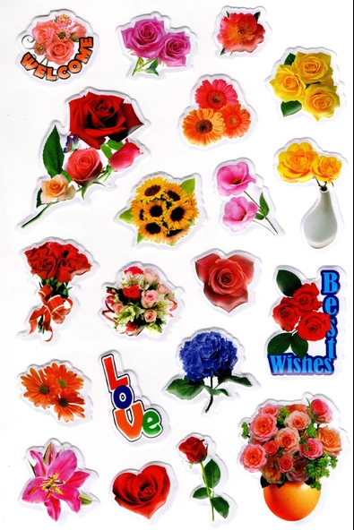 Sticker Kabartmalı A4 Boyutunda Stiker Defter, Planlayıcı Etiket-(lim064) - Gül Çiçek Buket