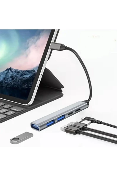 Type-C USB Çoklayıcı HUB  iPhone 15-15 PLUS-15 PRO- 15 PRO MAX Uyumlu Çevirici USB Dönüştürcü