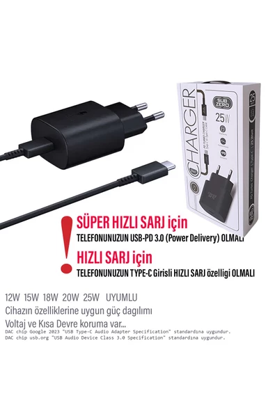 Samsung S10 S10E S10+ Plus Uyumlu Şarj Aleti ve Kablosu 25W HIZLI Şarj Type C Kablo - 3