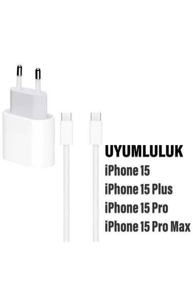 Iphone 15-15 PRO-15 PRO Max Uyumlu Şarj Aleti Set HIZLI Adaptör ve Type-C Kablosu - Resim 2