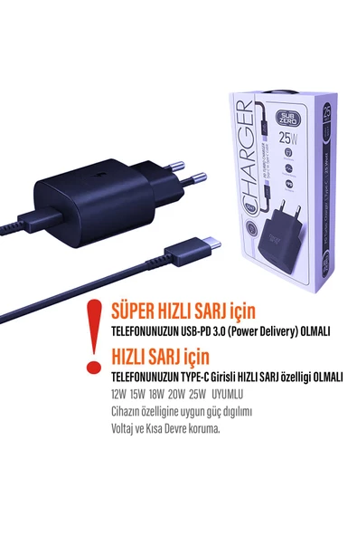 Samsung Galaxy A71 Uyumlu HIZLI Şarj Aleti - 25W HIZLI Type-C 5A Hızlı Şarj Kablo - 3