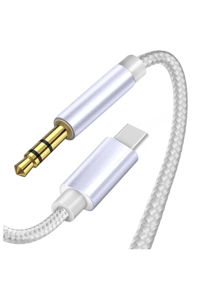 iPhone 15-15 PLUS-15 PRO- 15 PRO MAX uyumlu AUX Kablo Ses Dönüştürücüsü Hasır Type-C Çeviricisi ürün görseli