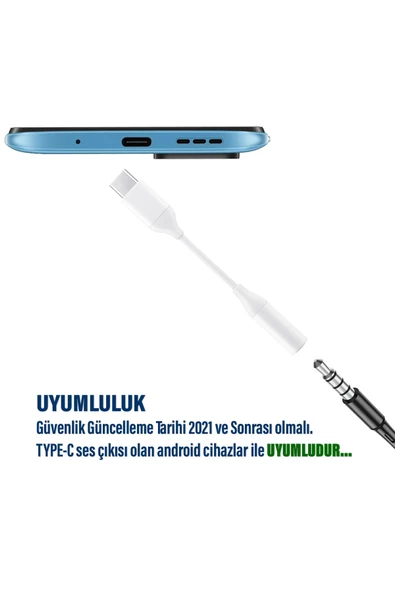Samsung A53 - A54 - A54 Uyumlu Kulaklık Dönüştürücüsü Type C Çevirici - Resim 3
