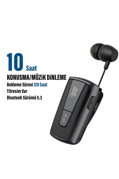 Makaralı Kulaklık Titreşimli Yaka Mandallı Makaralı Bluetooth Kulaklık