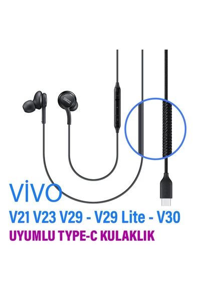 Vivo V21 V23 V29 V29 Lite V30 Kulaklık Type-C Mikrofonlu Kulaklık