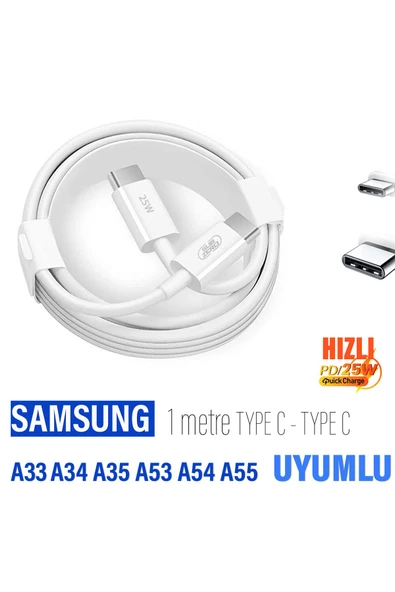 Type-C Hızlı Şarj Kablosu Samsung A33 A34 A35 A53 A54 A55 Şarj Kablosu 25W