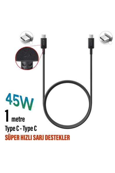45W Type C Şarj Kablosu S20 Ultra S22 Ultra S22+ Plus S23 Ultra S23+ Plus  S24 Ultra S24 Plus Uyumlu ürün görseli