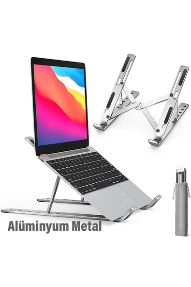 Masaüstü Laptop Notebook Dizüstü Bilgisayar Tablet Standı Katlanabilir Ayarlı Ayak Altlık Alüminyum