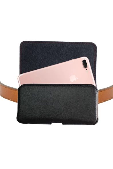 iPhone 7 Plus - iPhone 8 Plus uyumlu Kemer Kılıfı Kapaklı Bel Çanta